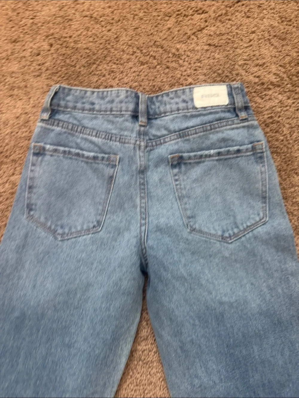 Light Blue Distressed Wide-Leg Kids Jeans